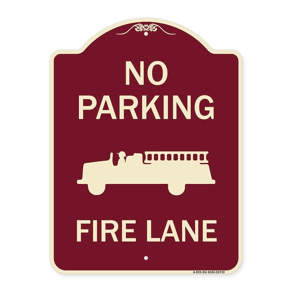 Signmission No Parking Fire Lane Fire TruckHeavy-Gauge Aluminum Architectural Sign, 24" x 18", BU-1824-23739 A-DES-BU-1824-23739 - main